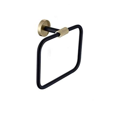 Imagem de Anel de toalha de ouro escovado montado na parede suporte de toalha redondo cabide acessórios de armazenamento cozinha banheiro acessórios preto fosco, anel suqare BGB