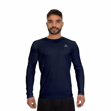 Imagem de Camisa Dry Basic LS Muvin – Manga Longa – Masculina – Proteção Solar UV50 – Camiseta Para Academia – Treino Funcional – Pilates – Yoga – Corrida – Ginástica – Fitness – Caminhada – Secagem Rápida (G, Azul Marinho)