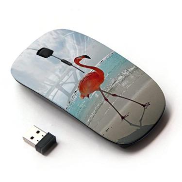 Imagem de KawaiiMouse [Mouse óptico sem fio 2,4 G] Flamingo Summer Miami Sun Sea Beach