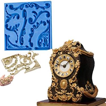 Imagem de Anyana imagem vintage grande barroco espelho moldura foto canto rolagem bolo de molde de pasta de goma Fondant molde para pasta de açúcar pasta de goma designer decoração cupcake decoração topper decoração sugarcraft, Scroll Corners, 106*106*11mm, 1