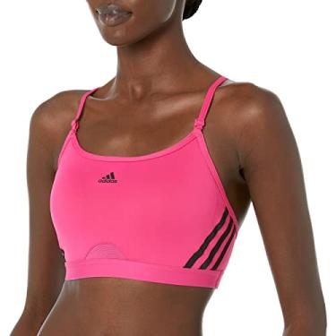 Imagem de adidas Sutiã feminino Aeroreact com suporte leve de 3 listras, Team Real Magenta/Preto, (XX-Small) C