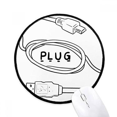 Imagem de DIYthinker Fio de dados USB Plug Line Desenho à Mão Mouse Pad Desktop Escritório Tapete Redondo para Computador