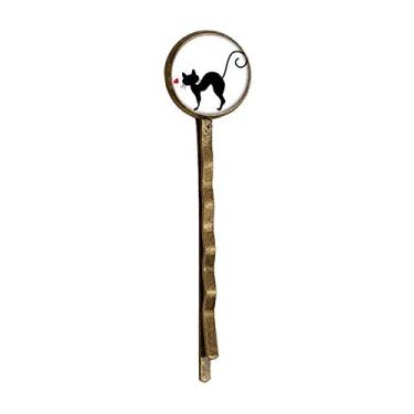 Imagem de Animal em forma de coração Cat Sihouette Retro Metal Hair Bobby Pin Headwear