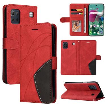 Imagem de Capa carteira LG K92 5G, compartimentos para cartões, capa de TPU à prova de choque de couro PU de luxo anexada à prova de choque com fecho magnético com suporte para LG K92 5G (vermelho)