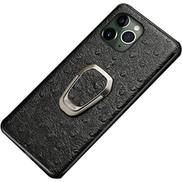 Imagem de RAYESS Capa para iPhone 14 Pro, capa protetora fina híbrida de silicone TPU de couro genuíno com suporte magnético para carro para iPhone 14 Pro (Cor: Preto)