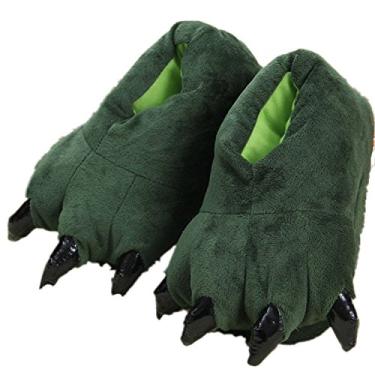 Imagem de Pantufas fofas de animais de pelúcia para adultos, felpudas, quentes, para casa, Verde, Medium