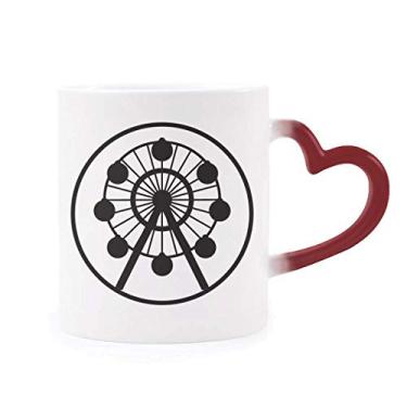 Imagem de Caneca gigante de parque de diversões com contorno preto sensível ao calor Caneca vermelha que muda de cor