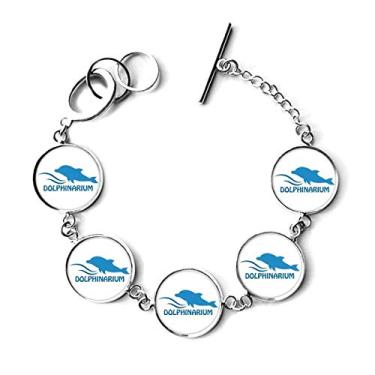 Imagem de Pulseira com pingente de corrente com estampa de golfinho oceano azul