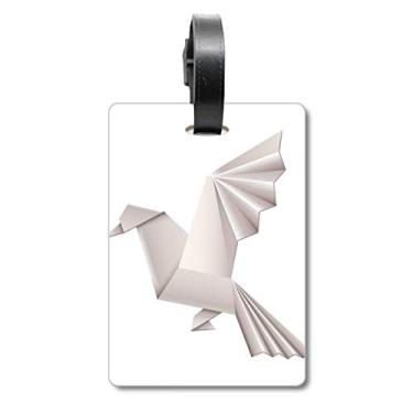 Imagem de Origami abstrato geométrico padrão pombo bolsa etiqueta bagagem cartão pendurado etiqueta