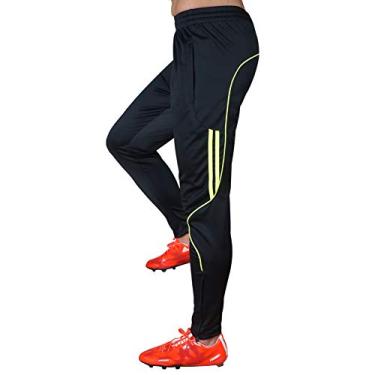 Imagem de Shinestone Calça masculina esportiva de futebol jérsei de treino calça casual calça de fitness, Black Green, X-Large