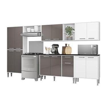 Imagem de Cozinha Compacta com Armário e Balcão Xangai Jazz Multimóveis Branca/lacca Fumê