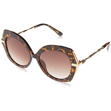 Imagem de Jessica Simpson Óculos de sol femininos redondos de metal vintage J6222, Tartaruga, 53 mm