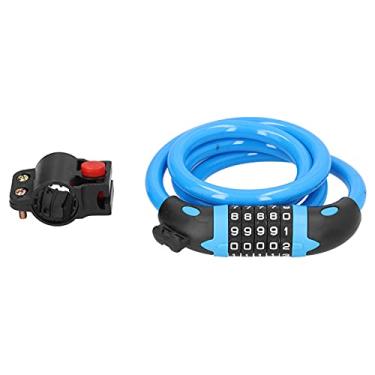 Imagem de Cadeado De Bicicleta Com Números,Bloqueio De Senha De Bicicleta Cadeado De Combinação De Código De 5 Dígitos, Cadeado De Anel De Roubo De Segurança De Bicicleta, Elos De (azul)