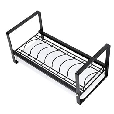 Imagem de Tigelas Pratos Pratos Suporte para Escorredor, Armário Prateleira de Armazenamento Rack Organizador de Armário Prateleira de Balcão de Cozinha (Preto)
