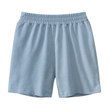 Imagem de Shorts de verão para meninos de cor sólida casual moda para roupas infantis shorts para meninos (azul claro, 1-2 anos)