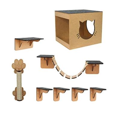 Imagem de Melhor Playground Gatos Arranhador Nicho Toca Mdf Reforçado Ponte Degraus Prateleira - Mondo Box