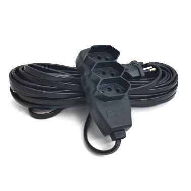 Imagem de Extensão Elétrica Tripolar Forceline, Bivolt, 5m, 3 Tomadas, Preto - 0180200254