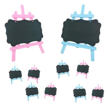 Imagem de 10 Mini Lousa Preta Plástica com Cavalete Plástico para Decoração de Festas, Mimos, Lembrancinhas e Buffet (Chá Revelação (Azul e Rosa))
