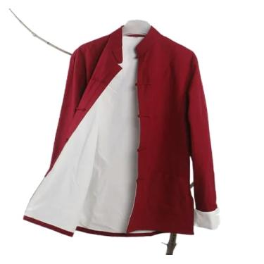 Imagem de Jaqueta masculina casual de dois andares outono inverno casaco kung fu tradicional chinês tang terno casaco uniforme tai chi algodão