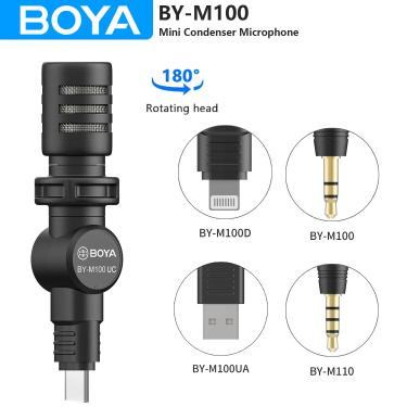 Imagem de Boya BY-M100 mini microfone condensador para pc iphone smartphone dslr câmeras plug play vídeo mic