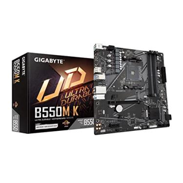 Imagem de GIGABYTE Placa-mãe B550M K, suporta processadores AMD AM4 Ryzen 5000, Micro-ATX, DDR4, Dual M.2, SATA 6Gb/s, Realtek GbE LAN, PCIe 4.0