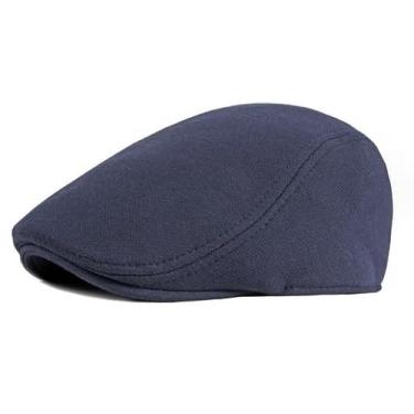 Imagem de PanPacSight Boné de jornaleiro estilo britânico masculino outono inverno chapéu quente boné de malha de algodão boina boné azul marinho, Azul marinho, Tamanho �nica