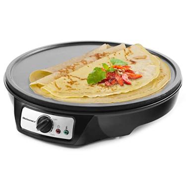 Imagem de Elite Cuisine ECP-126 Maxi-Matic Máquina de crepe elétrica, panqueca, bolos quentes e chapa antiaderente com espátula, espátula e receitas, 30 cm, preta