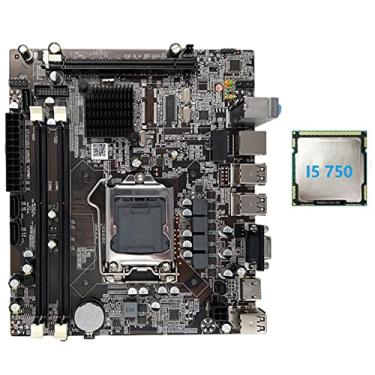Imagem de Baglaum Placa mãe H55 LGA1156 suporta I3 530 I5 série 760 CPU DDR3 Memória Desktop Motherboard com CPU I5 750