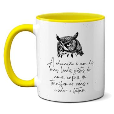 Imagem de Caneca Professor Coruja Educação Lindo Gesto Xícara Criativa (Amarela)