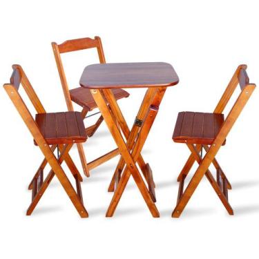 Imagem de Jogo Dobravel Bistro Com 3 Cadeiras Para Bar E Restaurante - Imbuia -