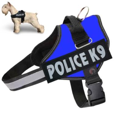 Imagem de Coleira Peitoral Para Cachorro Porte Pequeno Médio e Grande Colete Confortável Policia K9 (Azul, P)