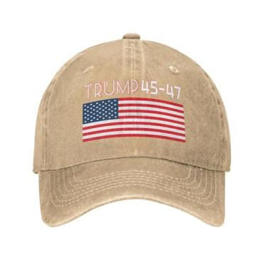 Imagem de 2024 America Vintage Original Trump boné de caminhoneiro boné de beisebol clássico chapéu lavado, Cor da areia, G