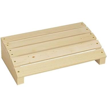 Imagem de Banqueta retangular de madeira, descanso para pés portátil para cozinha, banheiro e embaixo da mesa, superfície grande, forte e durável para adultos e idosos, cor primária, 11,8 x 7,9 polega