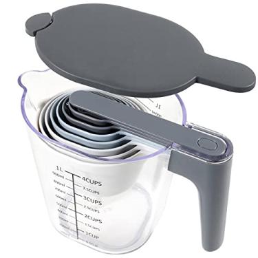Imagem de 10 Pieces Measuring Cups and Spoons Set with Lid, Stackable Measuring Cup Set for Kitchen Cooking Baking, Nesting Measuring Spoons Set for Liquid and Dry, Space Saving, BPA Free, Dishwasher Safe