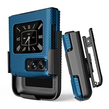 Imagem de Capa com clipe para Motorola RAZR 2022, capa protetora BELTRON Snap-On e combo de coldre de cinto giratório com suporte embutido para celular Moto RAZR 3 5G Flip (3ª geração) XT2251-1 (azul)