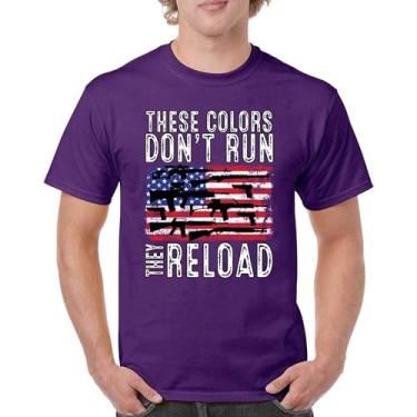 Imagem de Camiseta masculina These Colors Don't Run They Reload 2nd Amendment 2A Second Right American Flag Don't Tread on Me, Roxa, 5G