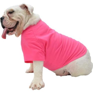 Imagem de Camiseta Lovelonglong Bulldog Clothes Dog Clothing Blank Camisetas para buldogue francês inglês buldogue americano pit bull pugs 100% algodão cuidados com a pele vermelho rosa B-GG