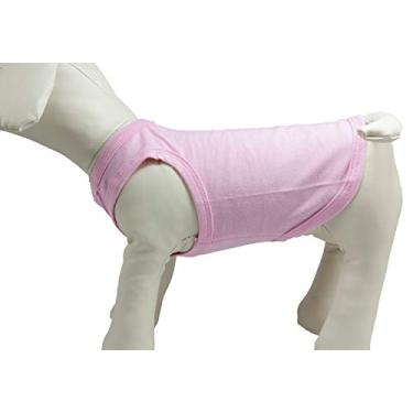 Imagem de Lovelonglong 2019 Trajes de roupa para animais de estimação, roupas para cães filhotes camisetas em branco para cães grandes médios pequenos, 100% algodão clássico roupas para animais de estimação filhotes colete para cães 18 coresLovelonglong M (-10lbs) rosa