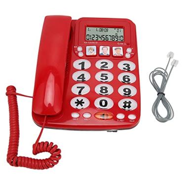 Imagem de Telefone com fio de toque ajustável, telefone com botão grande para idosos, telefone com fio com identificação de chamadas para escritório em casa, telefone fixo com fio montável na parede