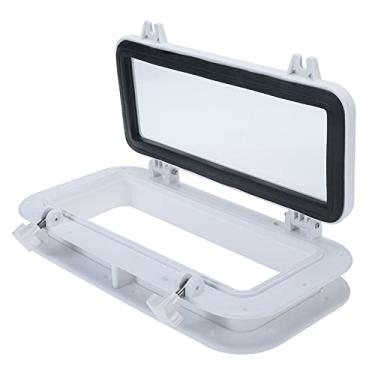 Imagem de Orifício de porta de janela de reposição Amarine Made Boat Yacht Retangular Abertura Portlight 38,1 cm x 17,8 cm - vidro temperado ABS, Cor: Branco, preto, Branco