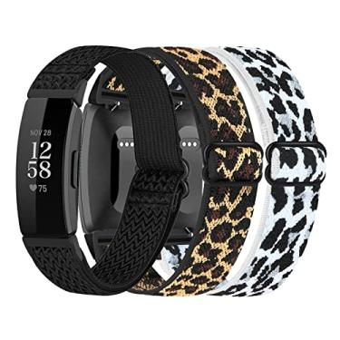 Imagem de Pacote com 3 bandas de nylon elásticas compatíveis com Fitbit Inspire 2 / Inspire HR/Inspire/Ace 2, alças de substituição de loop solo ajustáveis macias para Fitbit Inspire Fitness Tracker mulheres homens