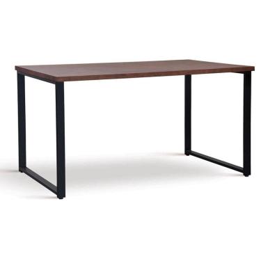Imagem de Mesa de Jantar Retangular Boston Industrial Daf Móveis 180 x 90 cm Madeira Maciça Castanho Aço Preto