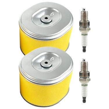 Imagem de TURBOTUNITY Pacote com 2 filtros de ar GX240 GX270 com vela de ignição para Honda 8HP 9HP filtro de ar do motor mais filtro de espuma pré-filtro 17210-ZE2-505 17210-ZE2-822 17210-ZE2-515