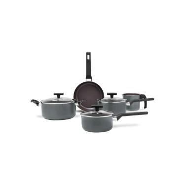 Imagem de Jogo Panelas Brinox Cerâmica Preserve Cinza Kit 5 Peças
