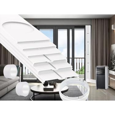 Imagem de tBesme Kit de ar condicionado de porta deslizante com acoplador para mangueira de exaustão de 15 cm, kit de ventilação de porta deslizante de ar condicionado portátil com 2 pacotes de fita de vedação