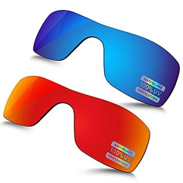 Imagem de Bowyer Lentes de substituição compatíveis com óculos de sol Oakley Batwolf OO9101 - azul gelo + vermelho fogo