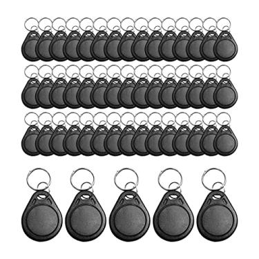 Imagem de Chaveiros RFID 125KHz 50 peças, etiqueta de identificação de proximidade T5577 teclado regravável cartão fechadura porta entrada sistema de controle de acesso Fob Tag atacado (preto)