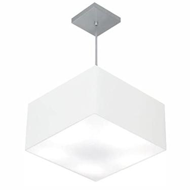 Imagem de Lustre Pendente Quadrado Cúpula Tecido 21/35x35 cm, Vivare Iluminação, Pendente4020 BR, Branco, Pequeno