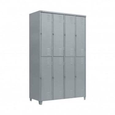 Imagem de Armário Roupeiro De Aço Vestiário Academia 8 Portas Locker Cinza com Chave