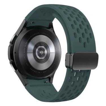 Imagem de Waillynice Pulseira de silicone para Samsung Galaxy Watch 7 6 5 4 4 mm 40 mm 44 mm 45 mm, pulseira de fivela magnética sem lacunas (verde-escuro-S, Watch 4 5 6 40 mm)